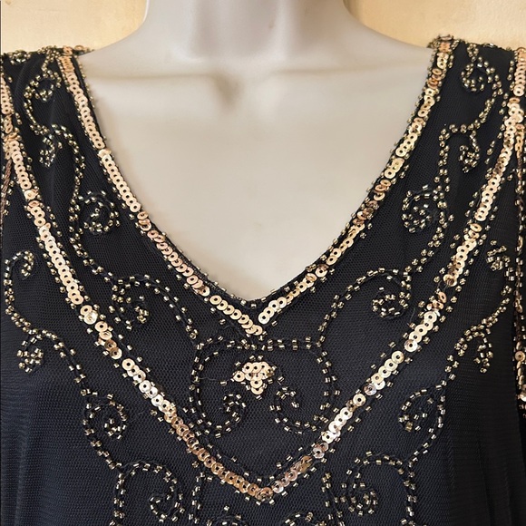 Babeyond Black and Gold 1920’s Fringe Flapper dress size M - Picture 3 of 16